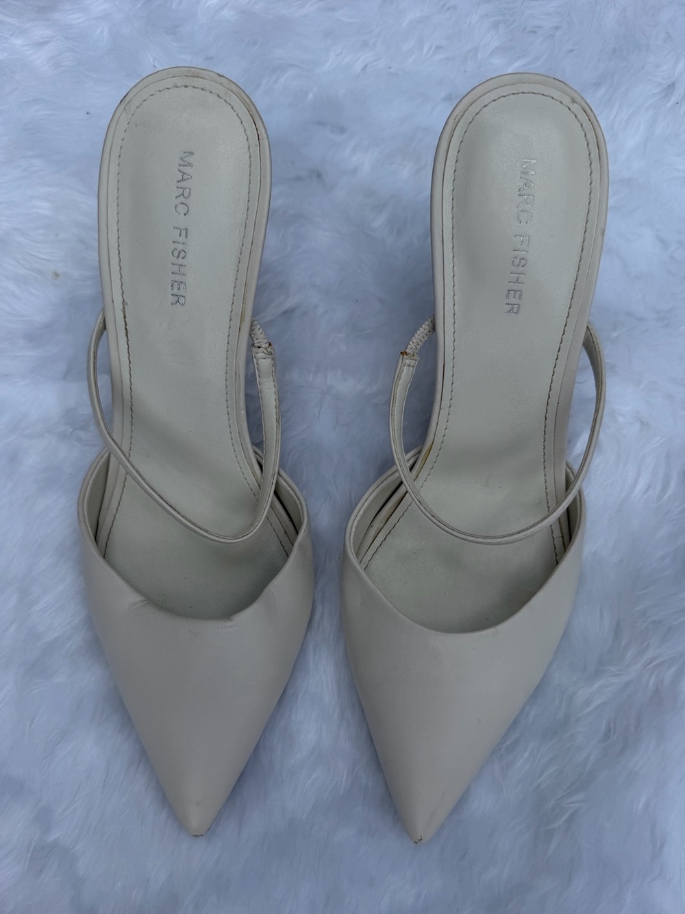 Marc Fisher Cream Pointed-Toe Slingback Flats